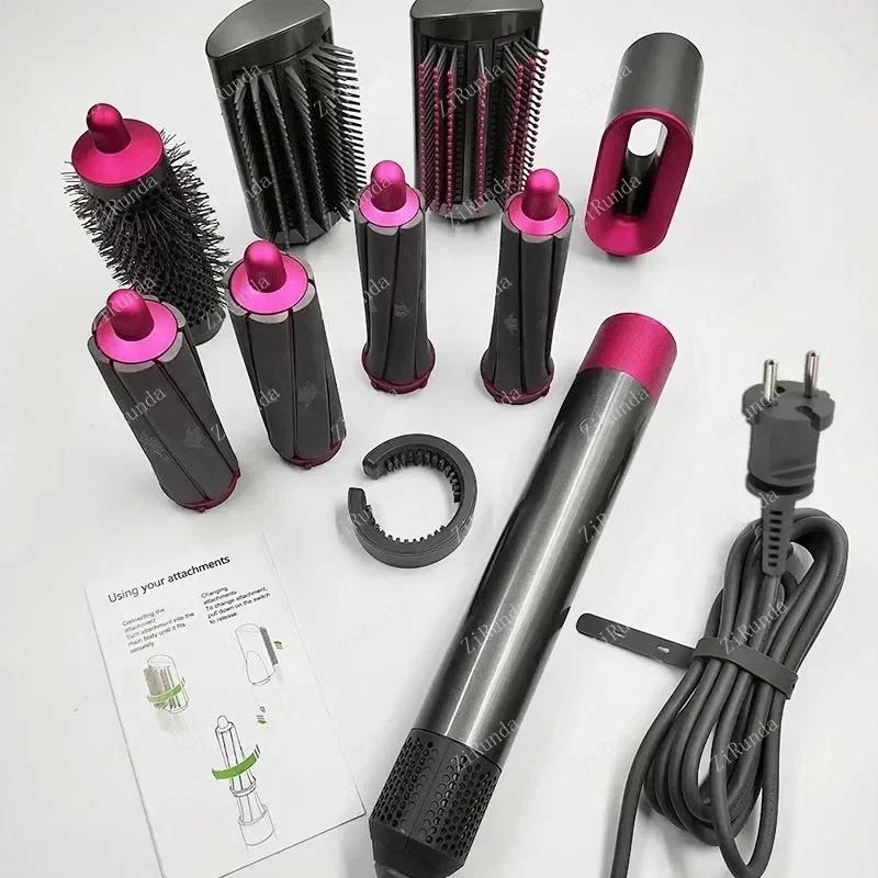 

Профессиональный фен для волос 8 в 1, набор горячих расчесок Elle Lock Label, инструмент для гладкой укладки волос, фен Airwrap для салона/парикмахерской EU розовый