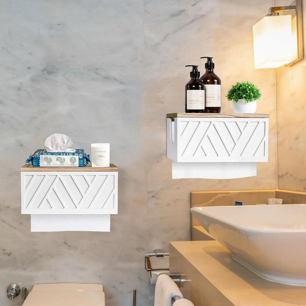 

Space Saving Roll Paper Rack Wall Mount Bathroom Shelf Convenient Tissue Holder Restroom чорний