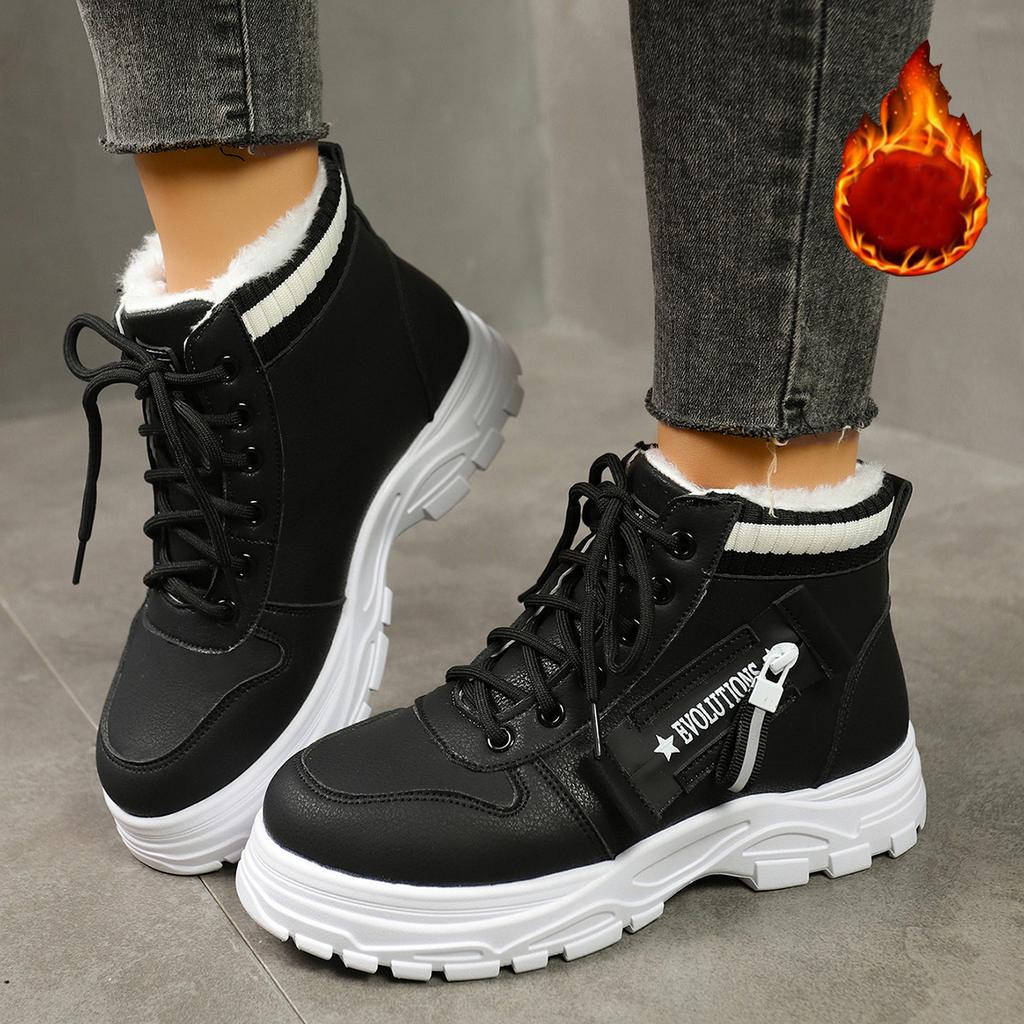 Fashion New Winter Warm Ankle Boots with Fleece for Women, Thick-soled Boots, Sporty, Casual and Comfortable