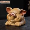 Yixing Zisha Fortune Pig Tea Pet Creative Flowerpot Landscaping Tea Figurine Play Toys Tea Statue Ornaments Cha Workmanship Gift