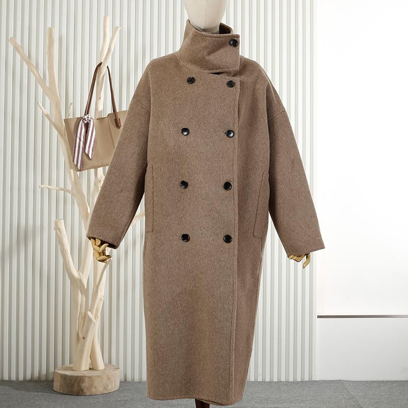 Autumn and Winter New Wool Double-sided Woolen Coat New Long Stand-up Collar Wool Coat Coat