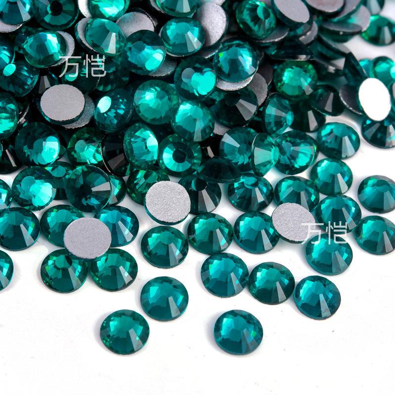 Grüner Diamant-Nagelbohrer mit flachem Boden, Glaskristall mit silbernem Boden, Handyhüllen-Zubehör, Aufkleber, Diamant, DIY-Strass-Schmuckzubehör