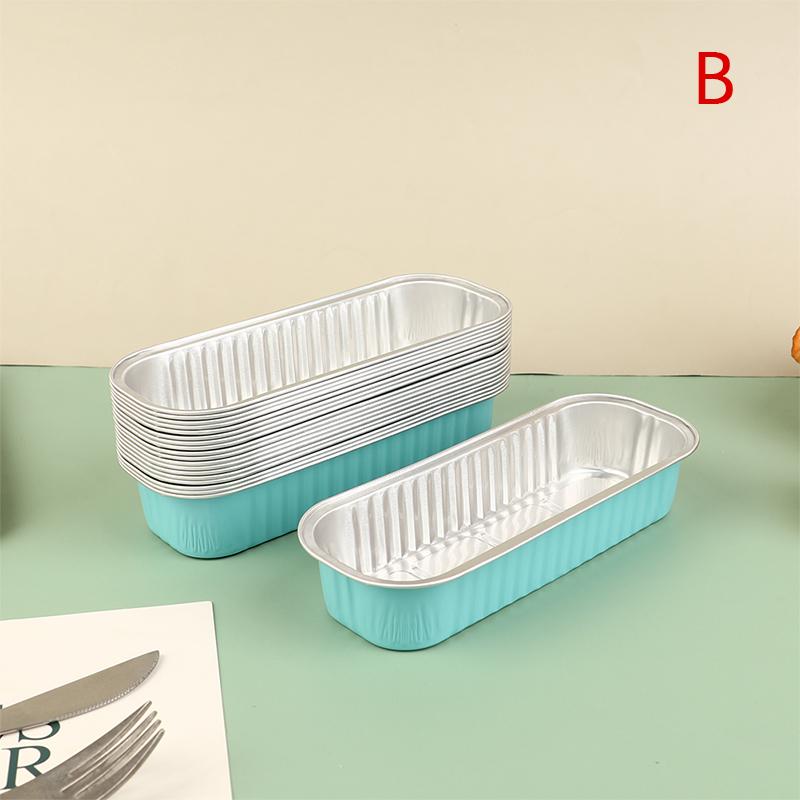 

10 шт. Багаторазові прямокутні алюмінієві формочки з кришками для пудингу, кексів B