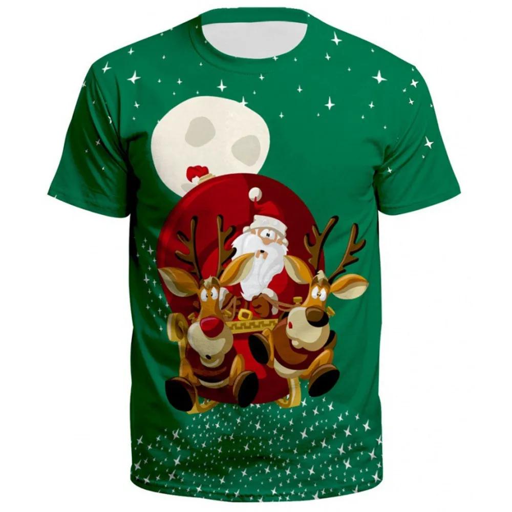 Weihnachts-T-Shirts Weihnachtsmann 3D-Druck Herren Damen Mode Übergroße Kurzarm-Tees Oberteile Party Cosplay Kleidung