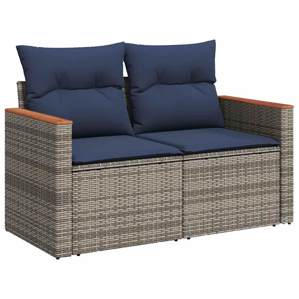 vidaXL 6 Piece Garden Sofa Set with Cushions Grey Poly Rattan