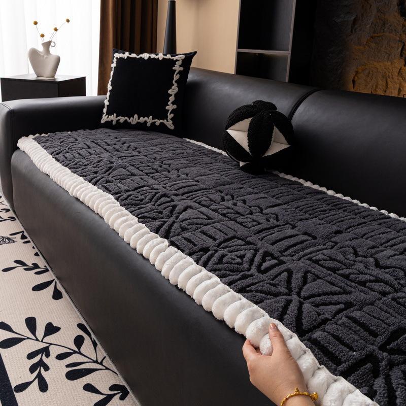 Bohemian Style Plush Sofa Cover Cloth Fixed Anti Slip Sofa Bay Window Cushion Straight Row One-piece Autumn and Winter Seasons