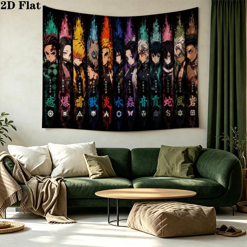 Demon Slayer Series Wall Tapestry Aesthetic Wall Hanging Printed Fabric Blanket Decorative Tapestries for Bedroom Living Room Home Decor