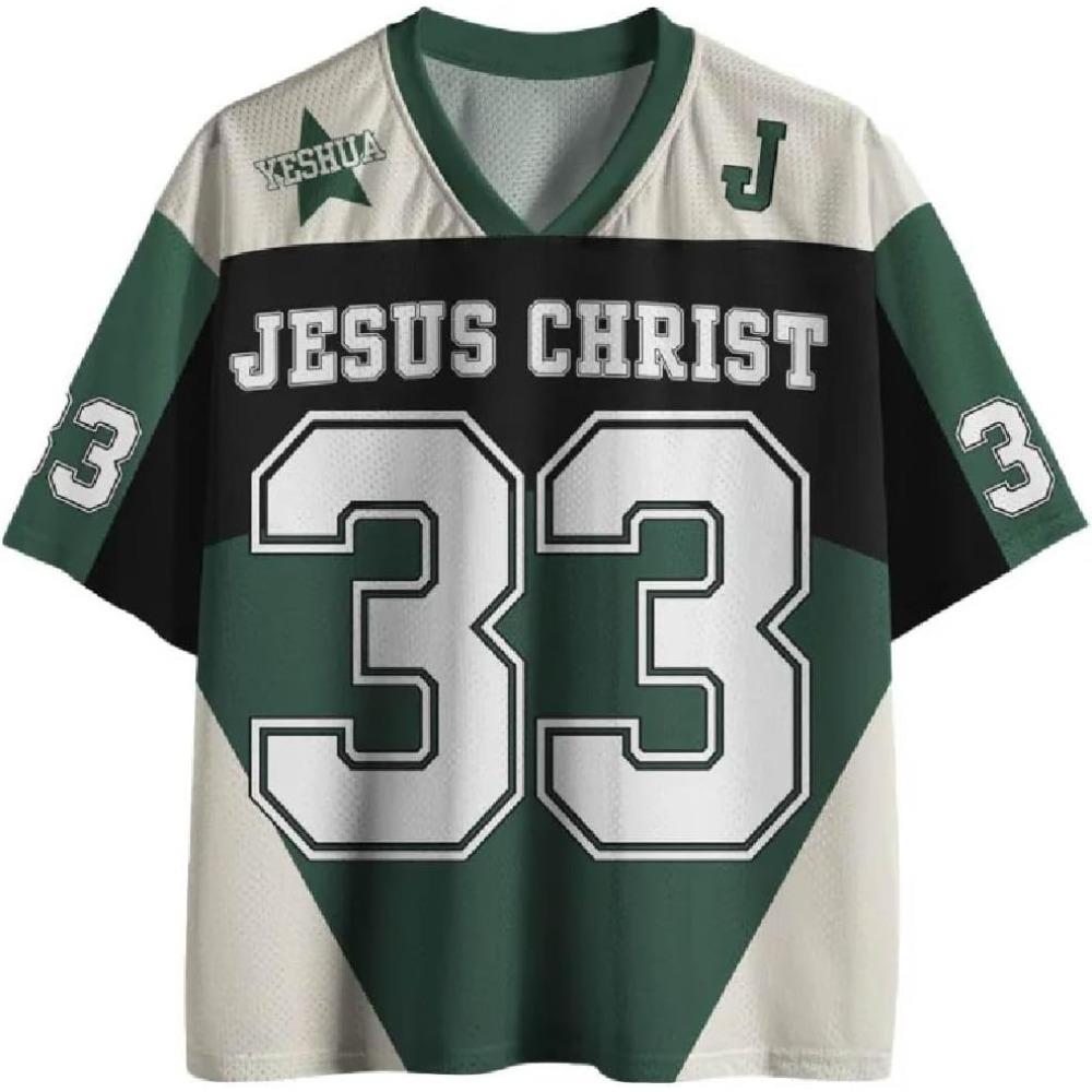 Grafik-T-Shirts Sommer Neuheit Damen Herren Jesus Christliches Trikot XS grün