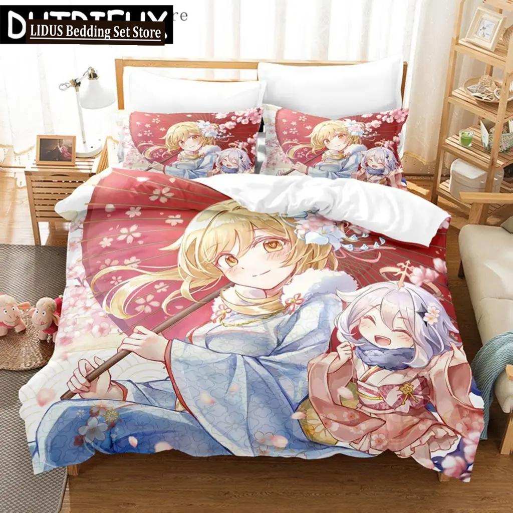 Anime Genshin Impact Lumine Duvet Cover Cartoon Girl Bedding Sets Twin Double Bed Set For Home Textiles
