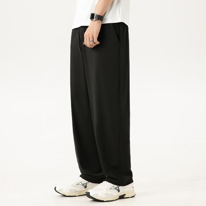 GENIOLAMODE Men's Ice Silk Straight Cropped Casual Pants