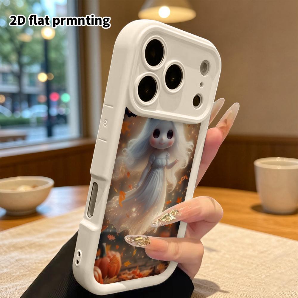 Phone case: 2D flat, fits iPhone 18 17 16 15 14 13 Pro protective case, ghost girl, perfect Christmas and Halloween holiday gift
