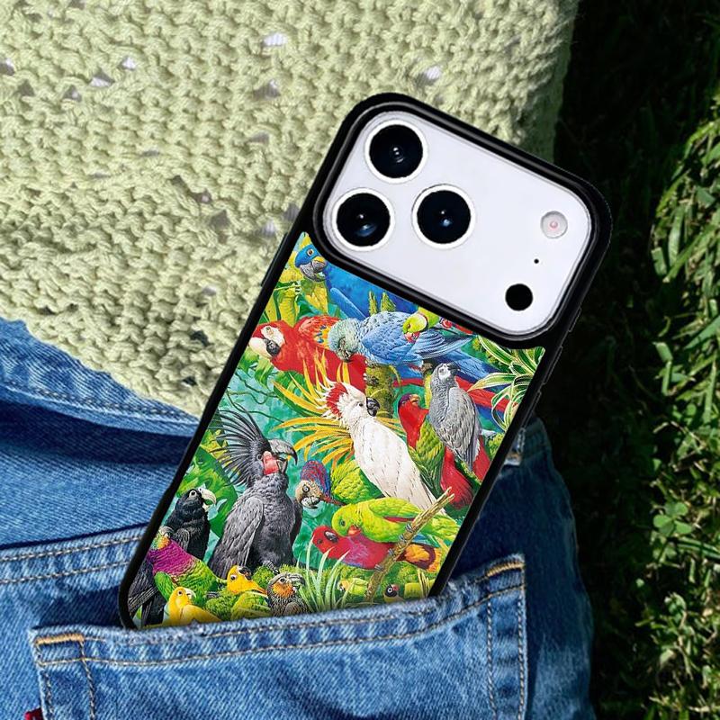 Parrots Colorful Jungle Art mobile phone case Compatible with IPhone 17 16 15 14 13 12 11Pro Max 17 Air cover