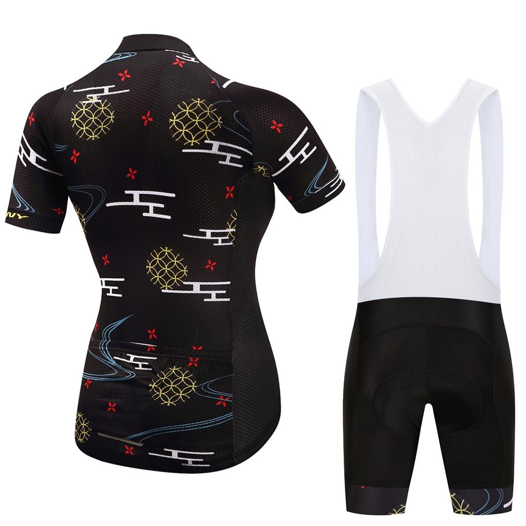 Summer Short Riding Bicycle Cycling Clothing Set Women Sport Jerseys Suits White Bib Pants