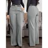Pantaloni Lunghi da Donna a Gamba Dritta, Colore Unito, Tasche con Zip, per Lavoro e Pendolarismo