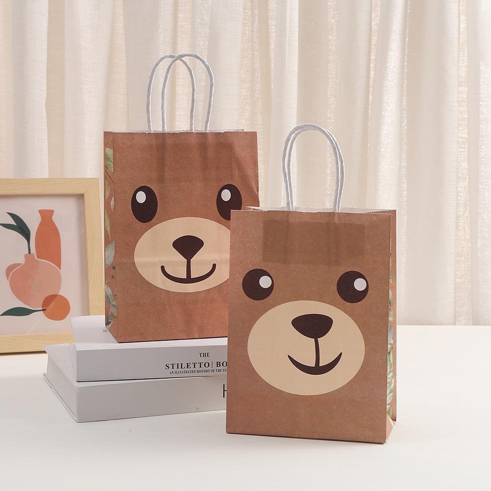 

StoBag, Cute Bear Gift Bags with Handles, Kraft Paper Bag for Birthday Party Favors, Baby Shower, Decorations, Reusable 12/30pcs 30pcs&15x8x21cm
