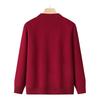 Fashionable Autumn Loose Knitted Cardigan Outer Sleeve Jacket for Middle-aged and Elderly Red Sweater for the Elderly