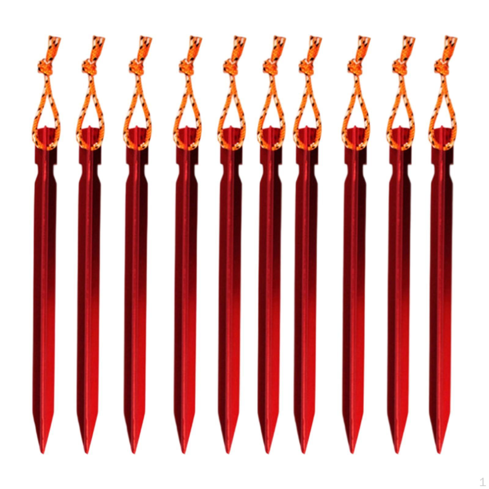 

10 штук Колышки для палатки Пляжные колышки Алюминиевые Прочные Металлические Грунтовые для Навесов красный