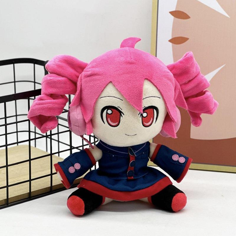 Plush Doll Soft Stuffed Toy with Spiral Hair and Headset Anime Character Design for Collectors and Fans