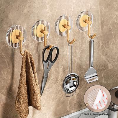 Acrylic Bathroom Hooks Clear Gold Wall Hook Luxury Key Bag Holders Punch-free Home Organizer