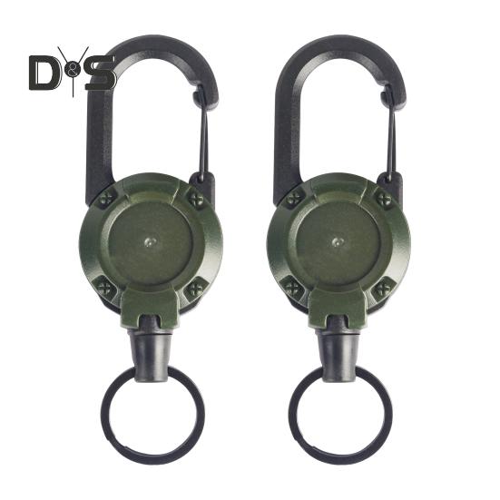 2Pcs Heavy Duty Retractable Keychain Badge Holder Multi Tool Carabiner Clip Keys Badges Tactical ID Reel with Retractable Cord