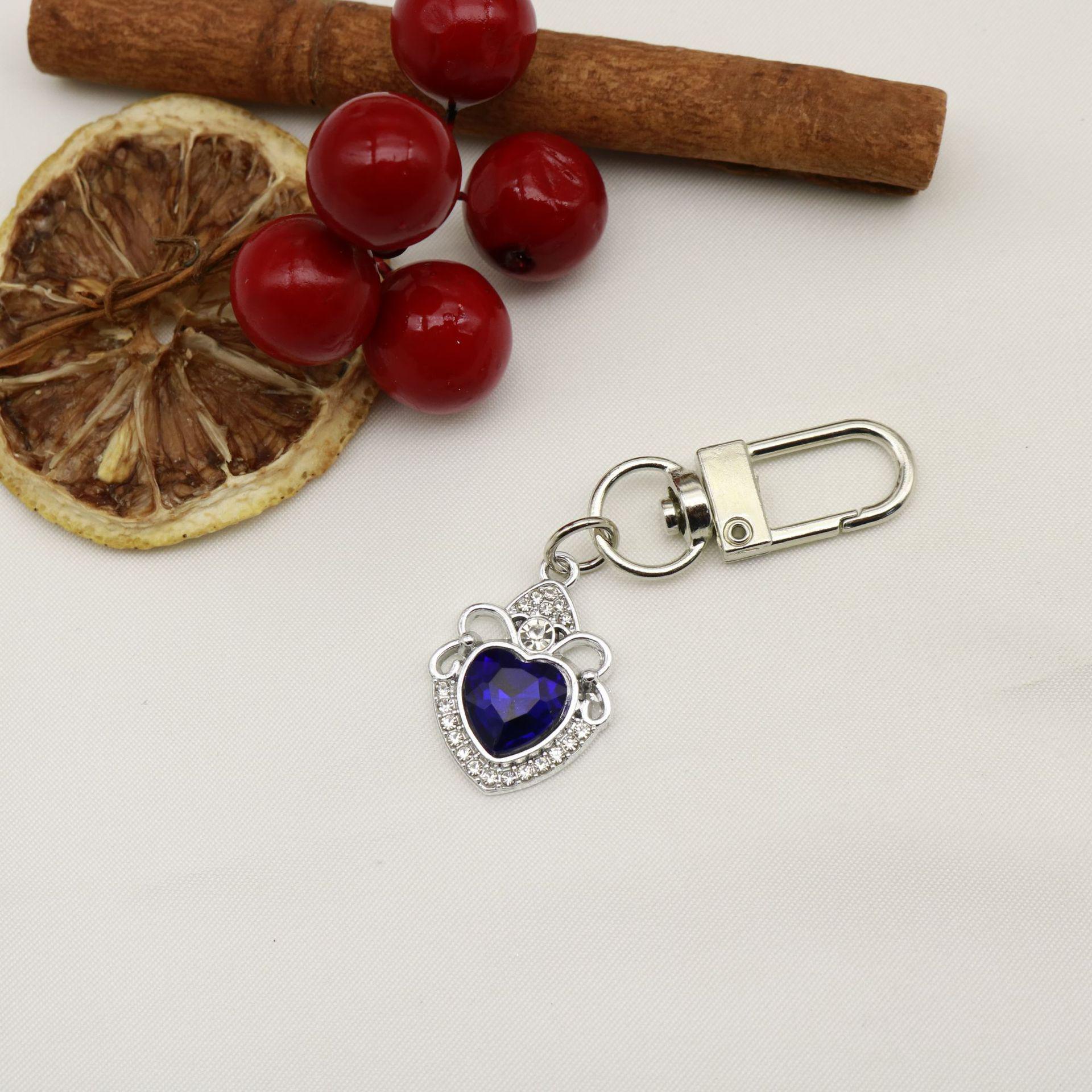 Electroplated Rhinestone Oval Heart Keychain