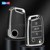 TPU Auto Flip Schlüssel Fall Abdeckung Shell Für VW Volkswagen Golf 7 MK7 Tiguan MK2 Für Seat Ateca Leon FR 2 Ibiza Skoda Octavia Keyless