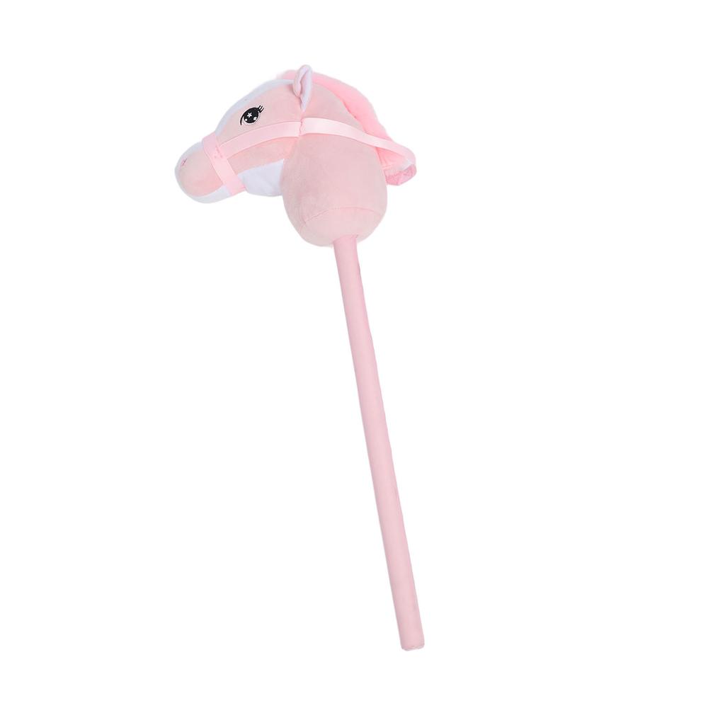 Hobby Horse Stick Toy 70cm Plush and PVC Cartoon Simulated Plush Handcrafted Hobby Horse Pink