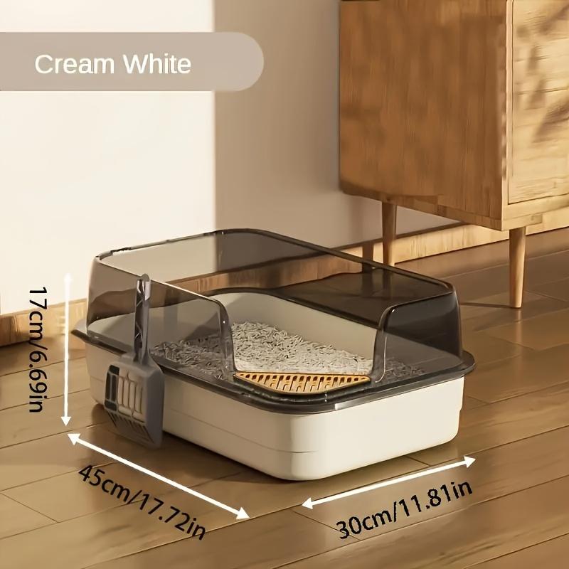 1pcs Set Large Cat Litter Box Semi-Enclosed Splash-Proof High-Sided Detachable Litter Scoop Sand Leakage Board Easy To Clean