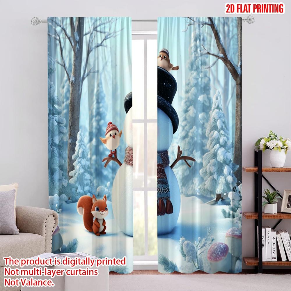 

2pcs,2D plane printing Print Curtains Winter Snowman & Squirrel Versatile Fabric (without rod) Versatile All for Bedroom & 52.50 × 116.00 cm 2 pcs