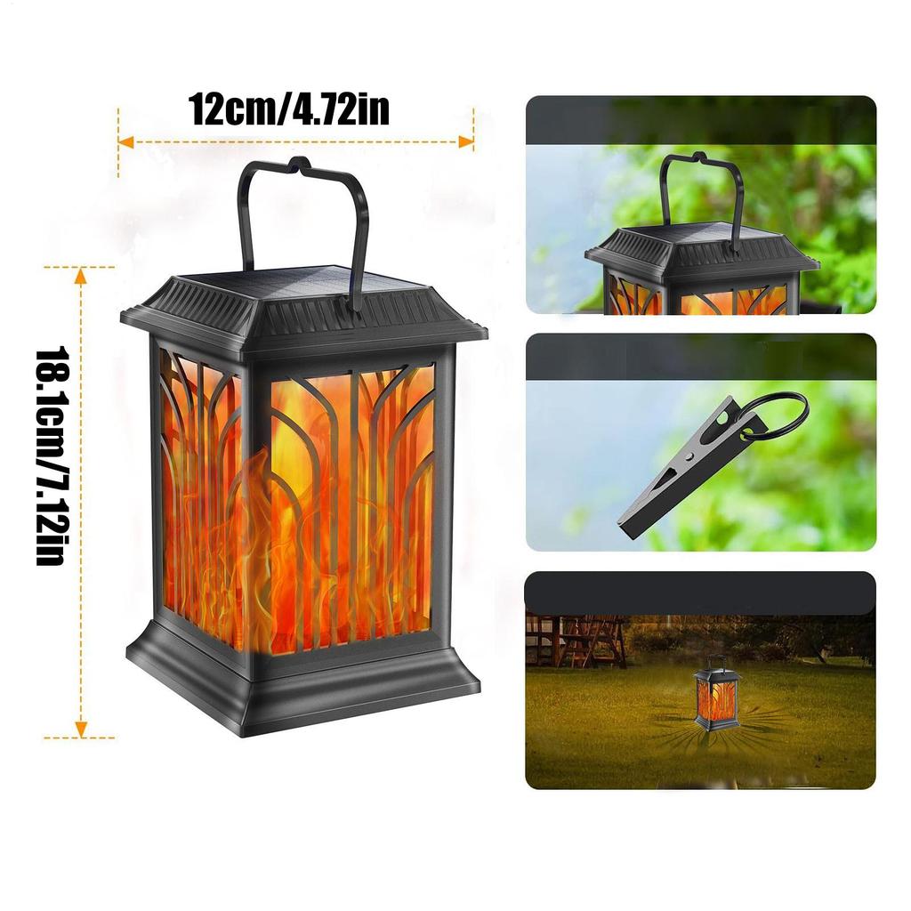 Dancing Flame Solar Lantern Outdoor Waterproof Tent Lantern Decoration Romantic Hiking Flashlight Solar Landscape Lamp For