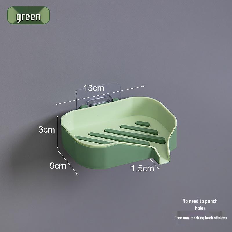 Double Layer Color Block Wall-Mounted Soap Dish - Creative, Punch-Free, Drain Storage Rack for Bathrooms.