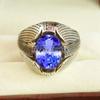 Tanzanite Oval Cut Gemstone With 925 Sterling Silver Ring For Men's #B650 JL375686559082