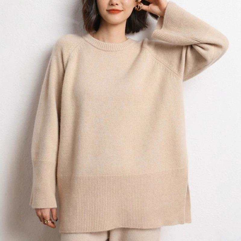 Autumn and winter new loose large size knitted sweater women's casual lazy style bottomed pullover sweater