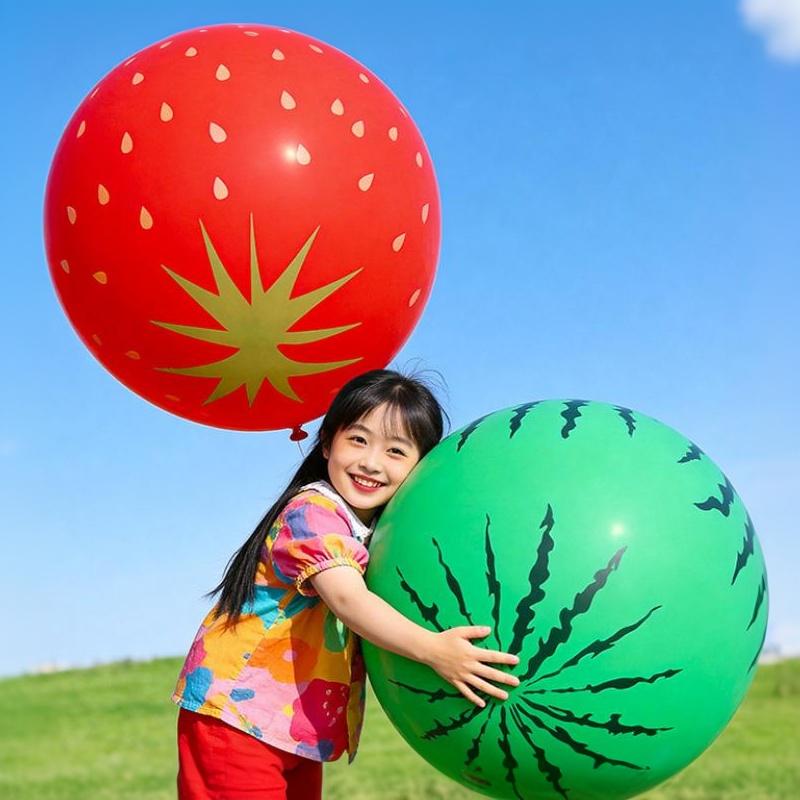 36 Inch Non-Toxic Round Latex Large Balloons Strawberry Watermelon Pineapple Print for Pool Party Home Decor