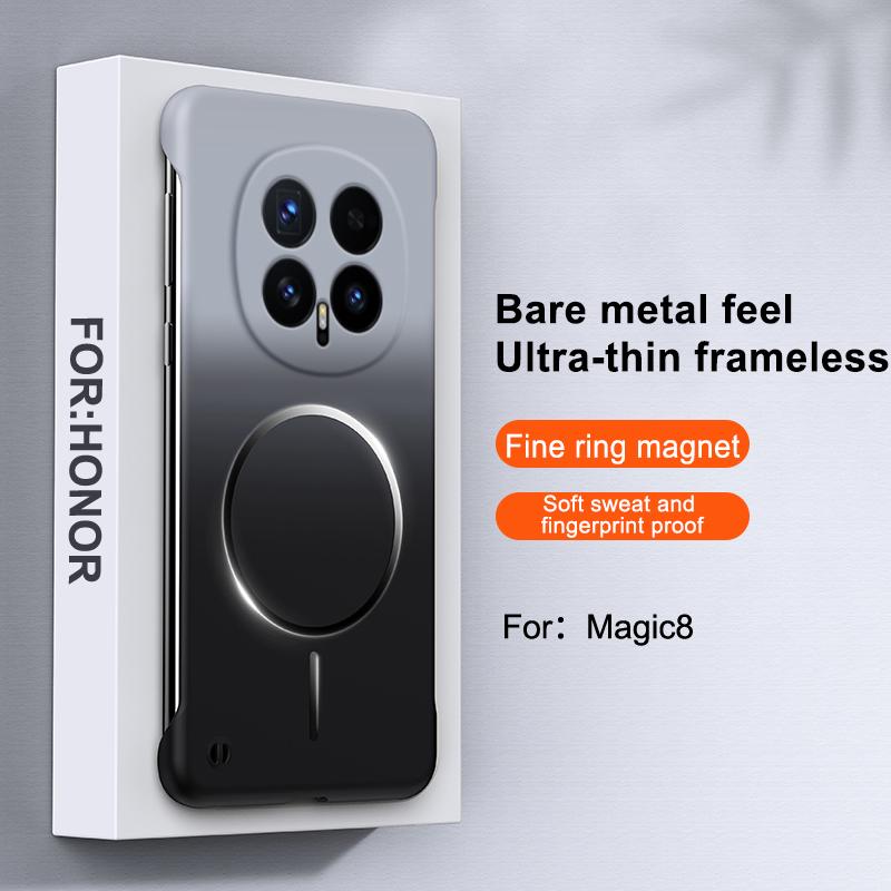 Custodia sottile senza bordi, vernice metallizzata satinata, per telefono Magsafe, per Honor Magic 8 8Pro 7 6 Pro, ricarica wireless, cover colorata sfumata