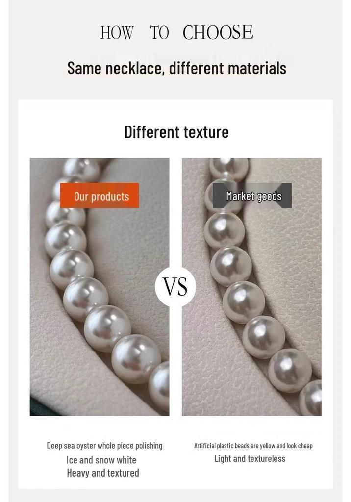 Natural Mother-of-Pearl Necklace with 925 Silver Sapphire Clasp, High Luster Shell Pearls, and Australian White Pearls.