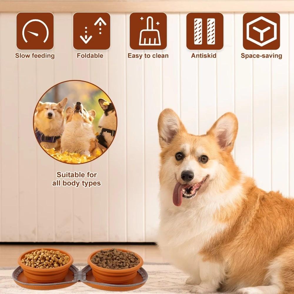 Silicone Dog Drinking Box Portable Collapsible Pet Bowl New Puppy Dual Bowl Pet Travel