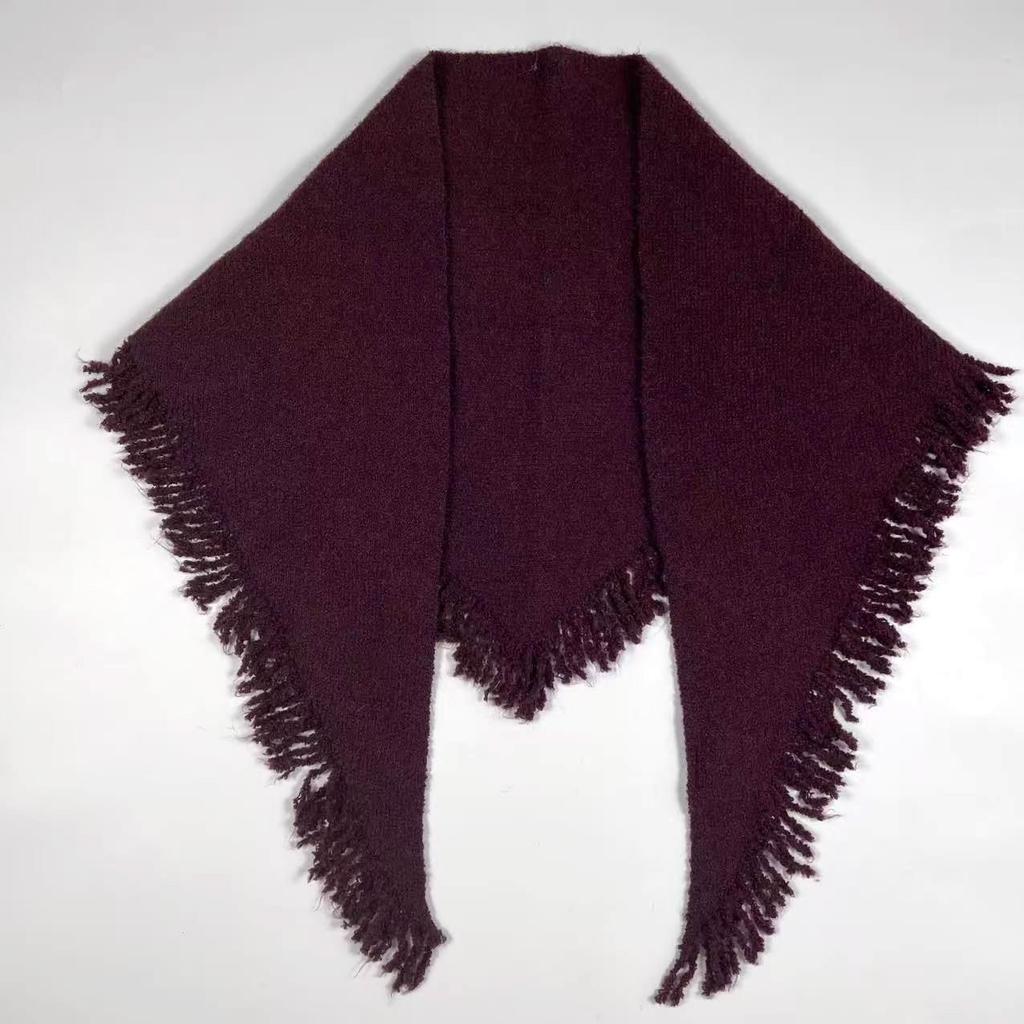 Dreieckiger Damenschal aus Wollmischung: Gestrickter, multifunktionaler, warmer Schal/Umhang für Herbst/Winter