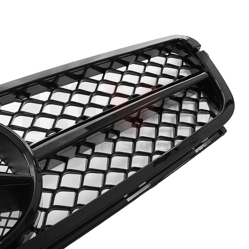 Glossy Black AMG Style Bumper Grille Grill With OE Style Emblem Logo For Mercedes Benz C-Class W204 2008-14 C180 C200 C250 C350