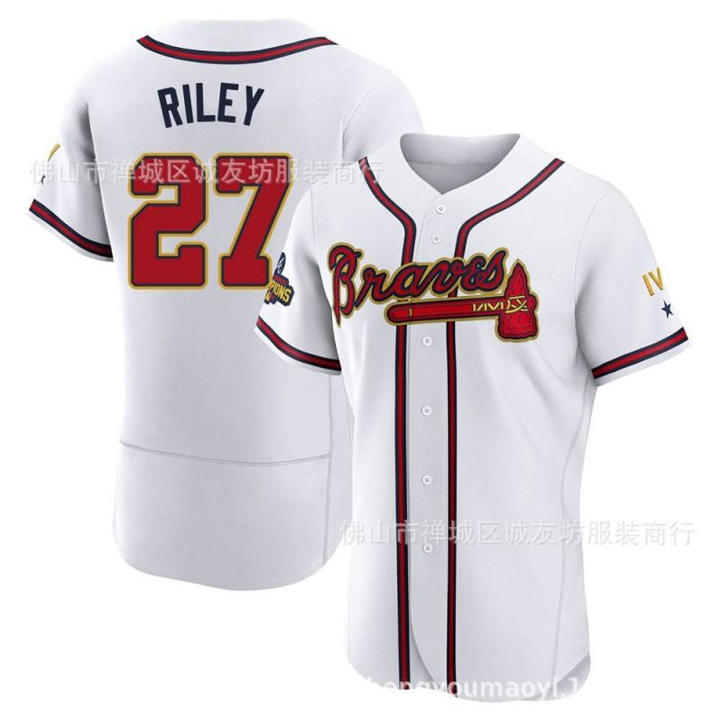 Mens Atlanta Braves 27 Riley Fan Baseball Jersey Unisex Sport Shirt Lightweight Performance Top