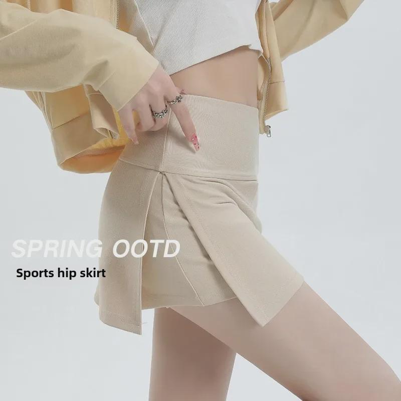 Gonna Midi Snellente a Vita Alta da Donna - Stile Hot Girl Primavera/Estate, Spacco Sportivo Bodycon Anti-Esposizione con Dettaglio Pantalone Fluido.
