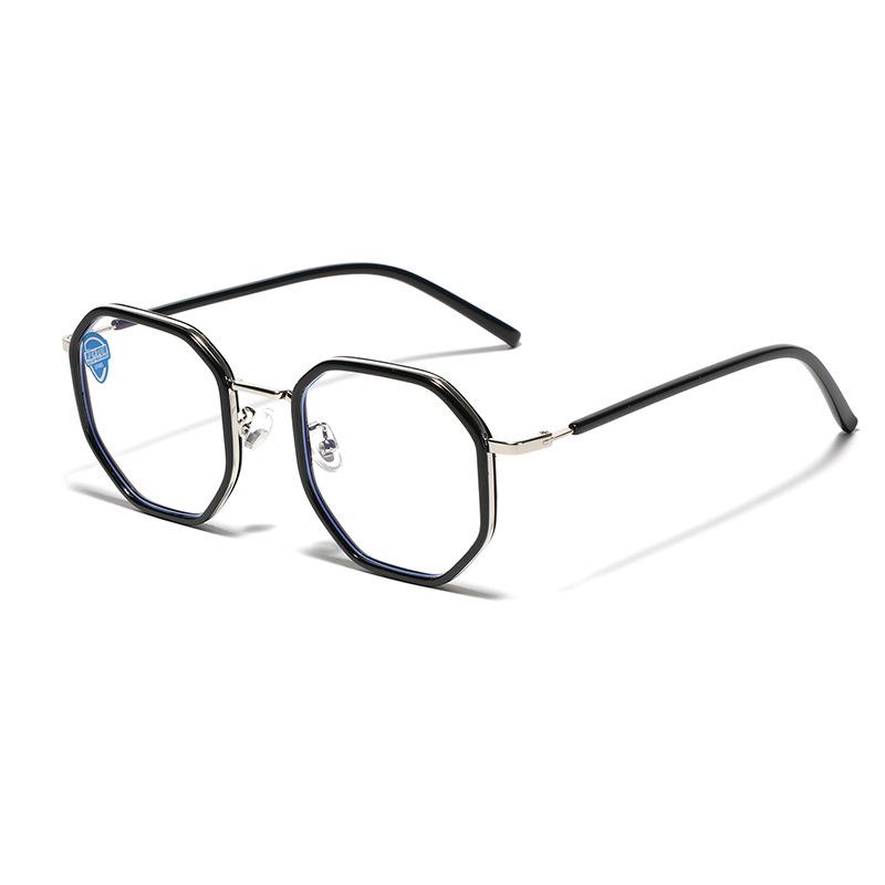 Glasses Metal Ring Literary Retro Flat Glasses Women'S Face Covering Plain Glasses Square Glasses Men