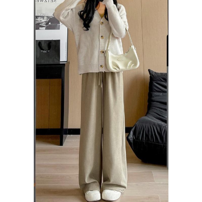 

Осенне-зимние флисовые вельветовые брюки с широкими штанинами женские из овечьей шерсти утепленные теплые с высокой посадкой драпирующиеся длинные повседневные прямые хлопковые брюки average size [about 80-70 kg]