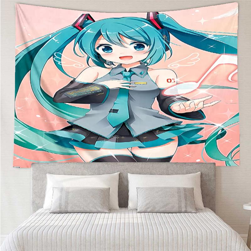 Hatsune-Miku Druck Wandteppich, Hintergrund, Einfache Montage, Ideal für Schlafzimmer, Büro & Wohnzimmer, mit Ästhetischer Wanddekoration.