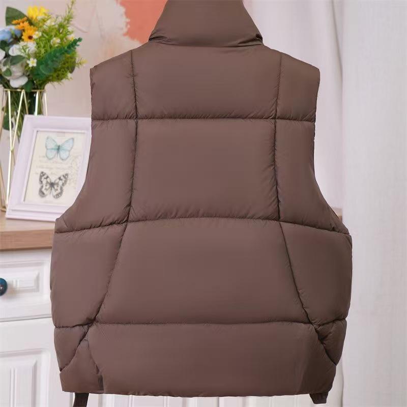Plus Size Down Cotton Vest - Women's Stylish Sleeveless Jacket for Autumn/Winter