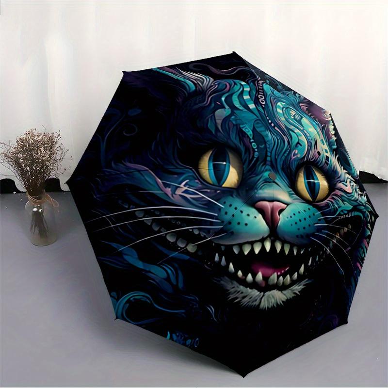 1pc Whimsical Feline Automatic Open/close Folding Compact Cute Umbrella, 8-Rib Sturdy Canopy, Lightweight Portable, Commuting Use,183