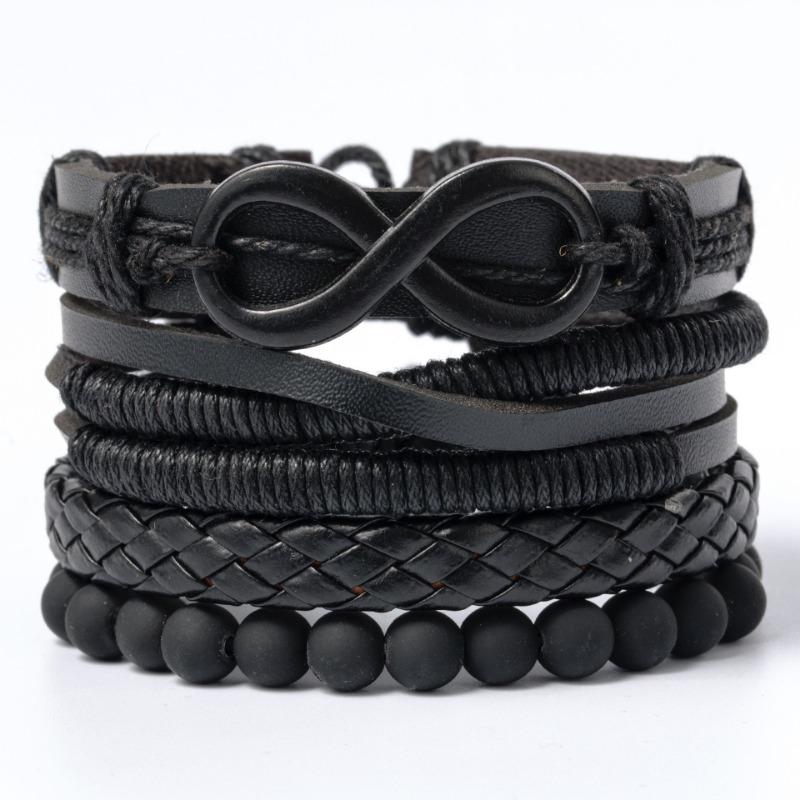 Vintage mehrlagiges Legierungs-Lederarmband Trend gewebtes Wachsschnur-Lederhandseil