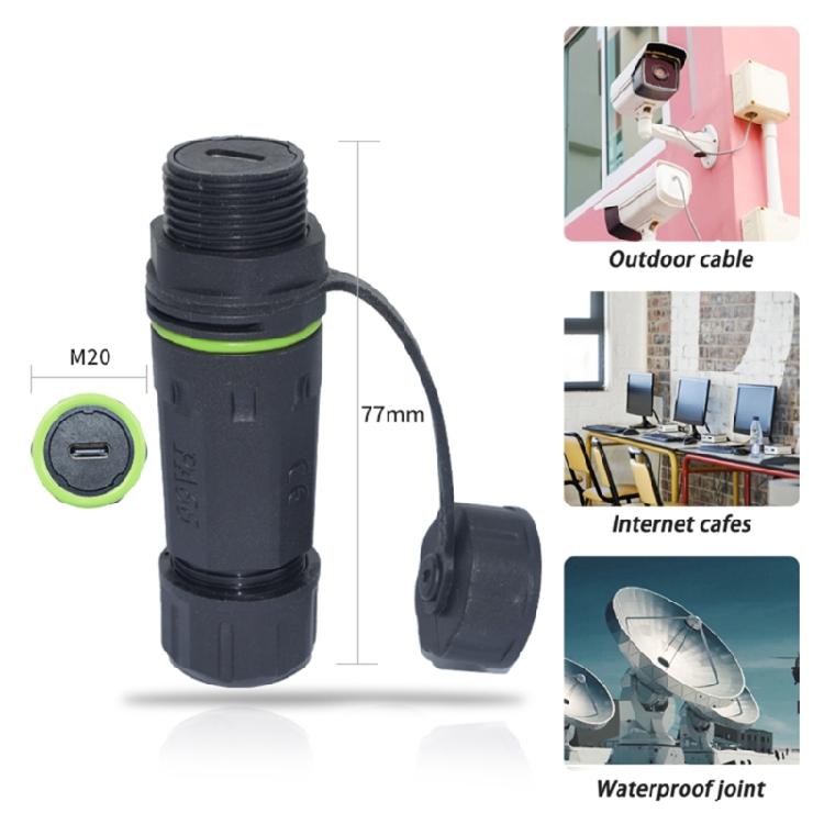 1pc/2pcs IP68 Waterproof Cable Type C Female Connectors for Harsh Environment and Quick Installation Outdoor Use