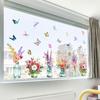 Window Sticker Static Cling with Multicolor Floral Butterfly Design Suitable for Living Room For Bedroom Kitchen