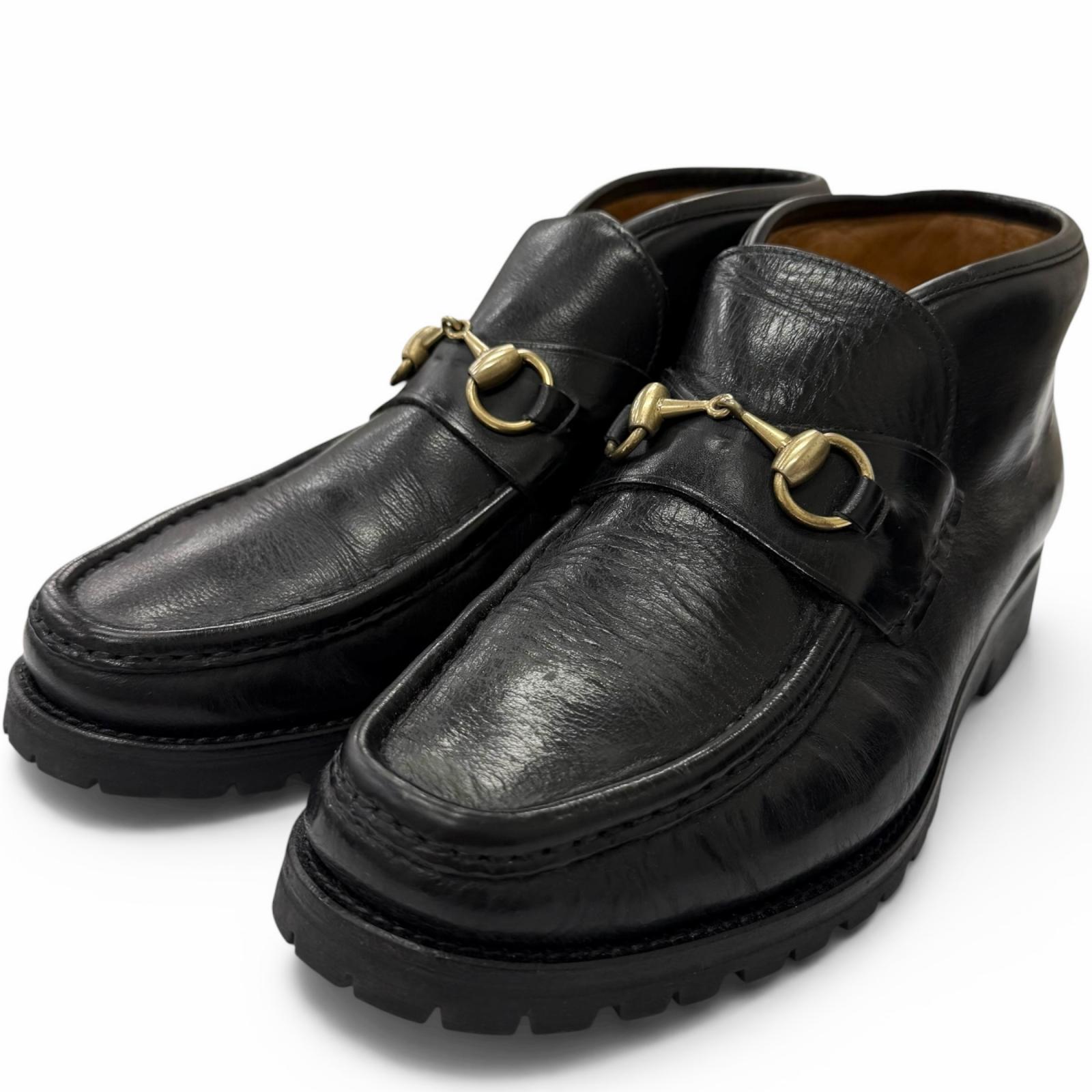 Great GUCCI Ankle boots Horsebit black leather mens 41 Used